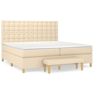 vidaXL krémszínű szövet rugós ágy matraccal 200 x 200 cm kép