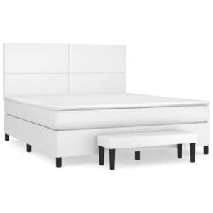 vidaXL fehér műbőr rugós ágy matraccal 160 x 200 cm kép