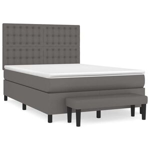 vidaXL szürke műbőr rugós ágy matraccal 140x190 cm kép