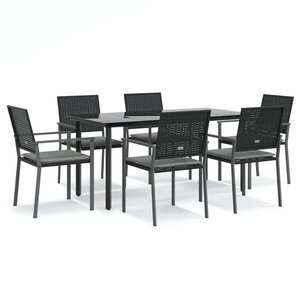 vidaXL 7 részes polyrattan és acél kerti étkezőgarnitúra párnával kép