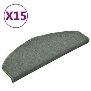 vidaXL 15 db sötétzöld, félkör alakú, nagy lépcsőszőnyeg 65 x 24 x 4 cm kép