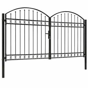 vidaXL ASSEN kétszárnyú acél kerítéskapu íves tetejű 300 x 175 cm kép