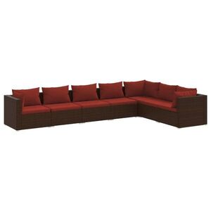 vidaXL 7 részes barna polyrattan kerti ülőgarnitúra párnákkal kép