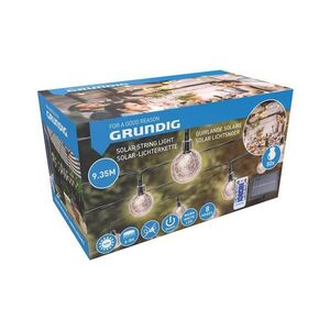 Grundig - LED fényerőszabályozható napelemes fényfüzér 50xLED/8 funkciós 9, 35m meleg fehér + távirányító 8711252476810 kép
