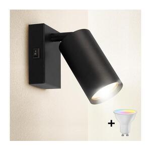 Brilagi - LED Fényerőszabályozható falra szerelhető irányítható spotlámpa SELE 1xGU10/4, 8W/230V fekete BG1372+AI2382 kép