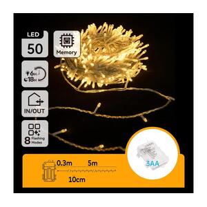 B.V. - LED kültéri fényfüzér 50xLED/8 üzemmód 3xAA 5, 3m IP44 meleg fehér B10303K1R kép