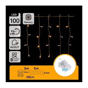B.V. -LED Kültéri fényfüzér 100xLED/8 funkció 3xAA 8x0, 4m IP44 meleg fehér B10303K3N kép