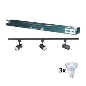 Philips - LED dimmelhető spotlámpa EASYLINK sínes rendszerhez 3xGU10/6, 2W/230V 1m fekete P7613+3xP4914 kép