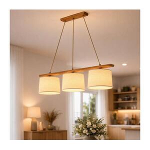 AIDA zsinóros függeszték 3x E27/15W/230V átmérő 25 cm tölgy/rafia LD-3.98/DĄB RUSTIK/RAFFIA kép
