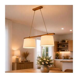 AIDA függőlámpa kábelen, 2xE27/15W/230V, átm. 35 cm, tölgy/krémszínű LD-2.98/DĄB RUSTIK/KREM kép