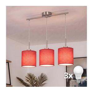 Brilagi - LED csillár zsinóron NUBILA 3xE27/60W/230V piros EG32521+3xBG1578 kép