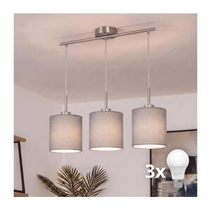 Brilagi - NUBILA LED csillár kábelen, 3xE27/60W/230V, világosszürke EG32521+3xBG2454 kép