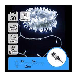 B.V. - kültéri LED fényfüzér, 50 LED / 8 funkció, 8 m, IP44, hideg fehér B103031OX kép