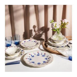 24 részes porcelán étkészlet, fehér/kék/piros 667PRS1117 kép