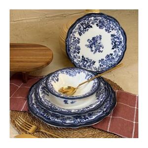 24 részes porcelán étkészlet, fehér/kék 667PRS1163 kép