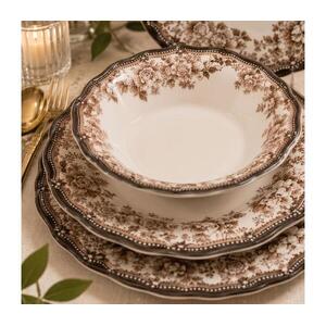 24 részes porcelán étkészlet, fehér/barna 667PRS1165 kép