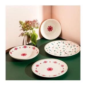 24 darabos porcelán étkészlet, fehér/piros/zöld 667PRS1139 kép