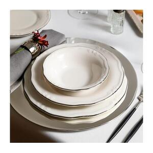 24 részes étkészlet, fehér/ezüst/porcelán 667PRS1134 kép