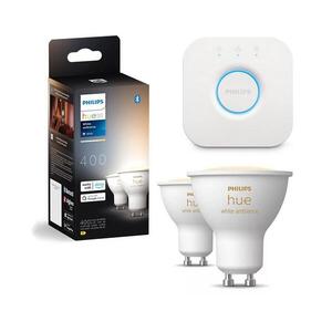 2 darabos szett: dimmelhető Philips Hue White Ambiance GU10/4, 2W/230V LED izzó + Hue Bridge P6173+P1408 kép