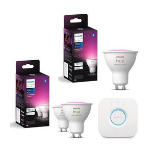 3 darabos szett LED RGBW dimmelhető izzók Philips Hue WACA GU10/4, 2W/230V + Hue Bridge P6175+P6176+P1408 kép