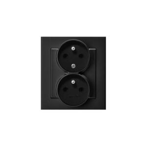 Ospel - Dupla háztartási fali dugalj kerettel 230V SONATA fekete GP-2RC/33 kép