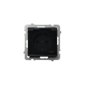 Ospel - Keret nélküli kültéri háztartási Schuko aljzat 230V SONATA IP44 fekete GPH-1RS/m/33/d kép