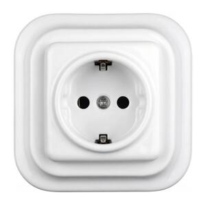 Elhard - Kerámia retro fali dugalj kerettel, SCHUKO, 230 V, fehér EF0015+EF0014 kép