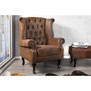 CHESTERFIELD barna antik fotel kép
