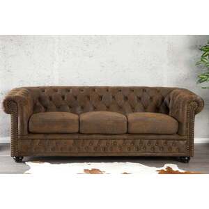 CHESTERFIELD 3 személyes antik barna kanapé kép