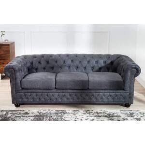 CHESTERFIELD 3 személyes antik szürke kanapé kép