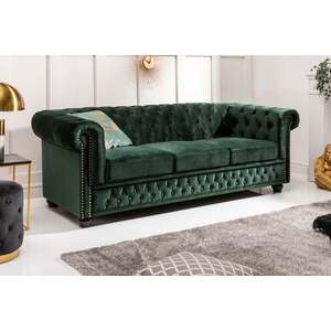 CHESTERFIELD zöld bársony kanapé kép