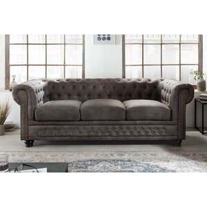 CHESTERFIELD 3 személyes szürke vintage kanapé kép