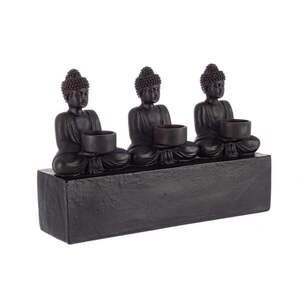 SITTING BUDDHA II fekete műgyanta dísztárgy kép