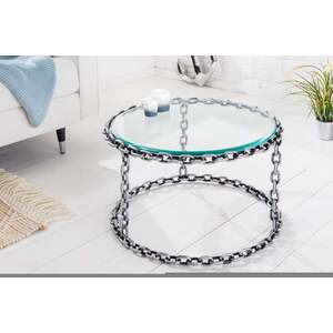 CHAIN ezüst üveg dohányzóasztal 65cm kép