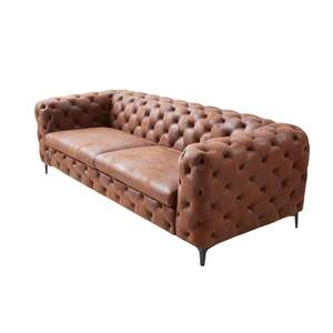 MODERN BAROCK mikroszálas antik barna kanapé Chesterfield stílusú 3-személyes kép