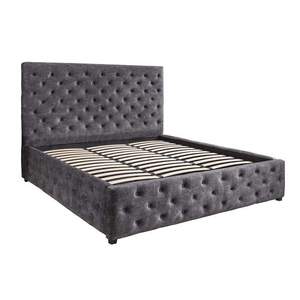 PARIS CHESTERFIELD szürke bársony ágy 160x200 cm kép