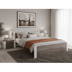 Ágy IKAROS DOUBLE 180 x 200 cm, fehér/szarvasgomba tölgy Matrac: Matrac nélkül, Ágyrács: Ágyrács nélkül kép
