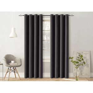 Függöny OXFORD LIGHT 140x250 cm, fekete Felfüggesztés: Hullámos sínszalag kép