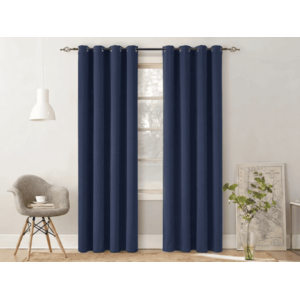 Függöny OXFORD LIGHT 140x270 cm, sötétkék Felfüggesztés: Hullámos sínszalag kép
