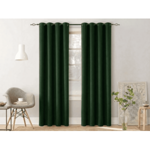 Függöny OXFORD LIGHT 140x270 cm, sötétzöld Felfüggesztés: Hullámos sínszalag kép