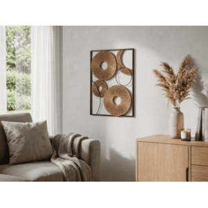 Fali dekoráció CIRCLES fémből 48x68 cm, fekete / barna kép
