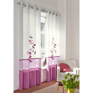 Voile függöny orchidea nyomtatással, szemekkel végződő függöny kép