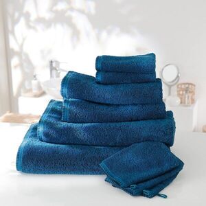Egyszínű frottír fürdőszobai textil szett, varrással díszítve kép