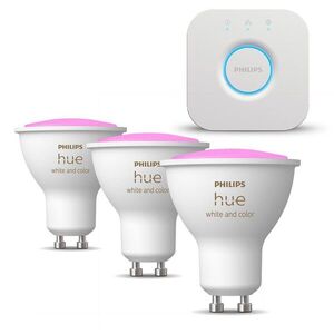 Philips HueWCA 4.3W GU10 EUR + Philips HueWCA 4.3W GU10 2P EUR + Philips HUE Bridge EU kép