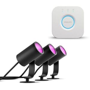 Philips HUE Lily Hue base unit spike black 3x8W 24V + Philips HUE Bridge EU kép