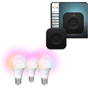 Philips Hue Bridge Pro + Philips Hue Essential White and Color Ambiance 8W 806 E27, 3db kép