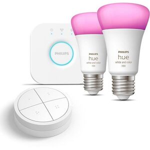 Philips Hue White and Color Ambiance 9W 1100 E27 starter kit + Philips Hue Tap Dial Switch White kép