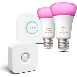Philips Hue White and Color Ambiance 9W 1100 E27 starter kit + Philips Hue Motion Sensor kép