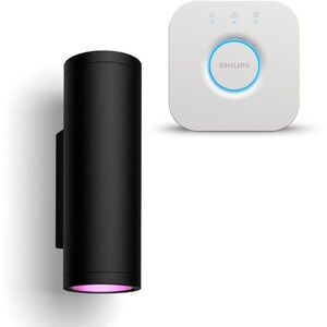 Philips HUE Appear Hue WACA EU wall lantern black + Philips HUE Bridge EU kép