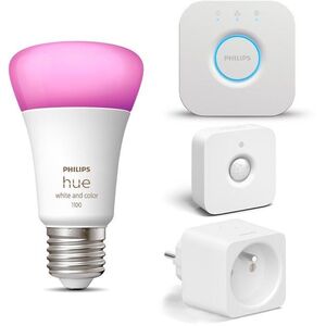 Philips HUE Bridge EU + Hue Motion Sensor EU + Hue 1x Smart plug BE/FR + HueWCA 9W A60 E27 kép